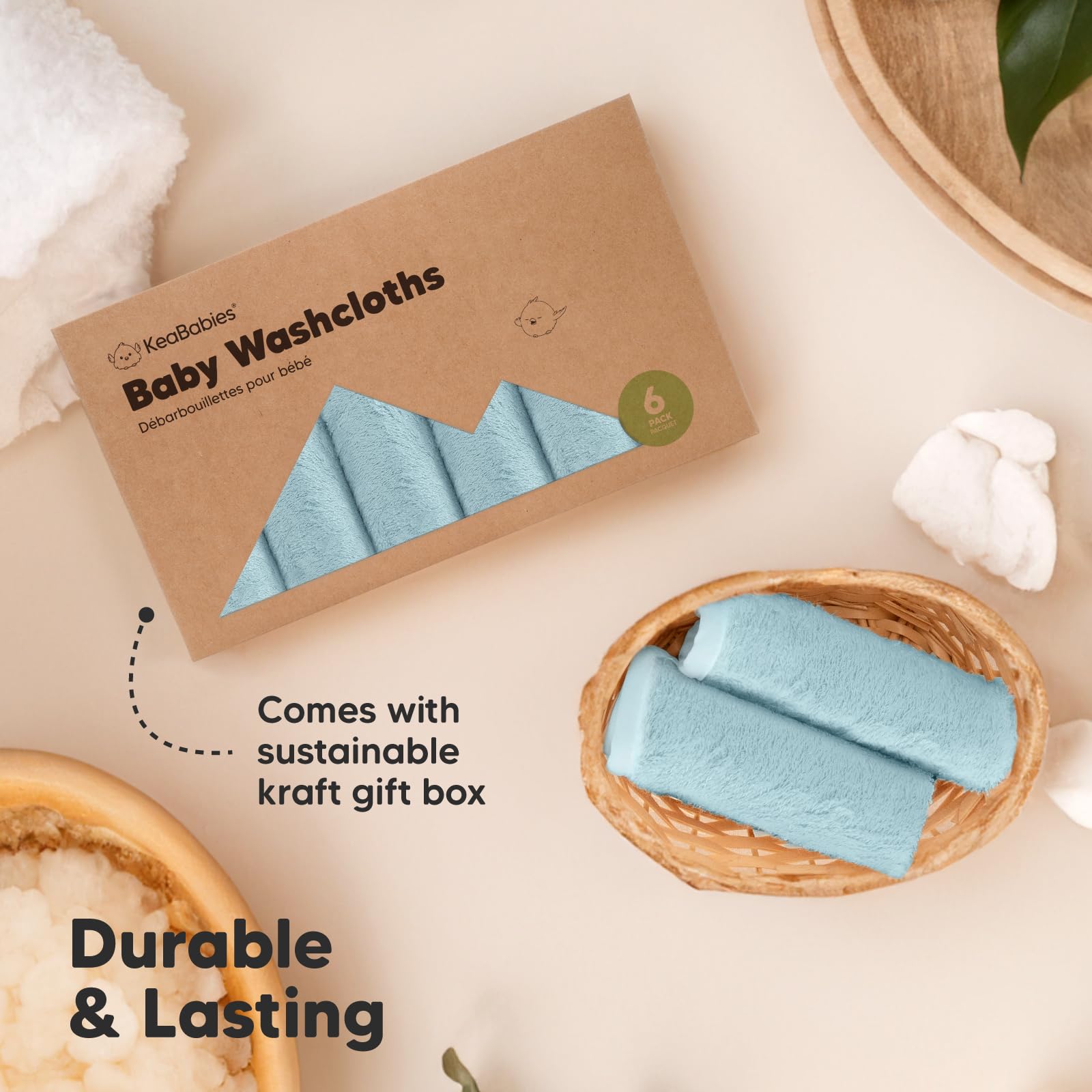 KeaBabies bath-time cloths suit newborns and toddlers during bath routines.