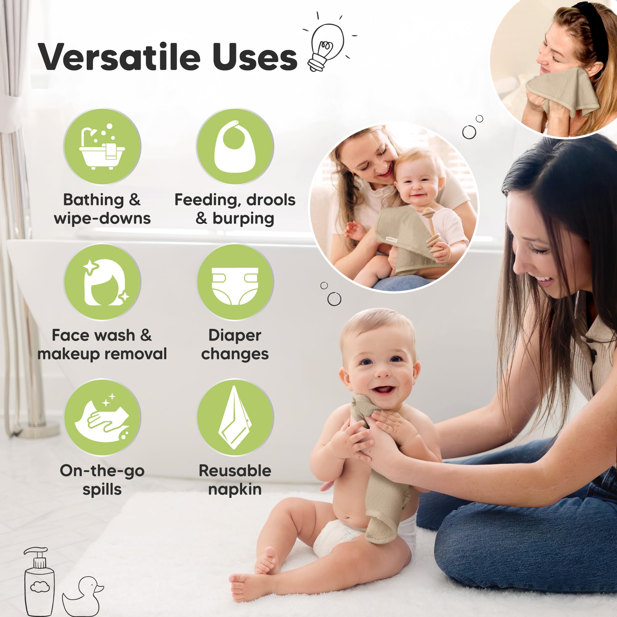 KeaBabies washcloths machine washable and dryer friendly.