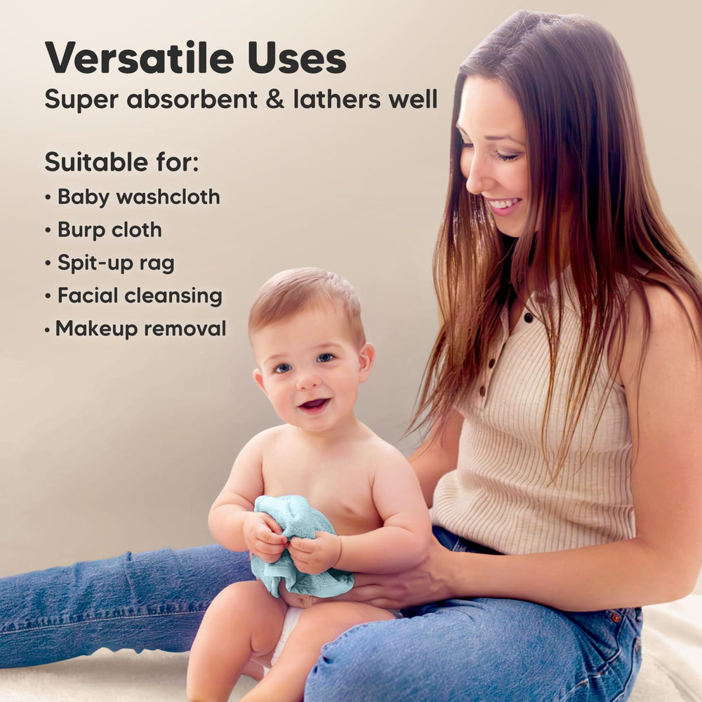 KeaBabies washcloths double as burp cloths for quick cleanups.