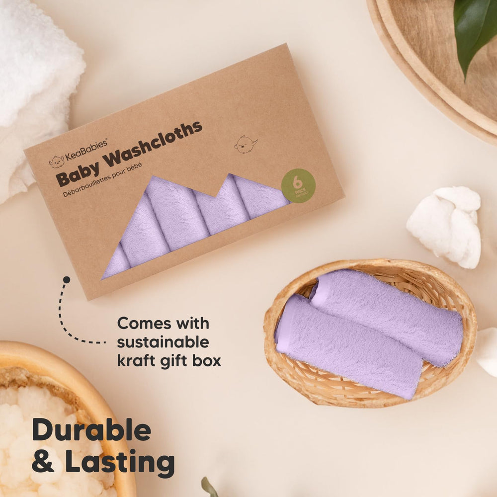 KeaBabies newborn care featuring gentle lilac cloths
