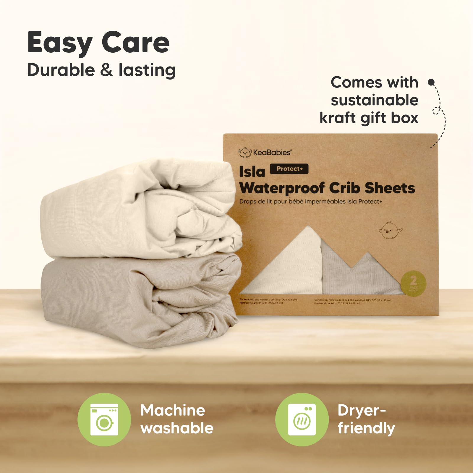 KeaBabies 52x28 sheet protects crib mattress from spills