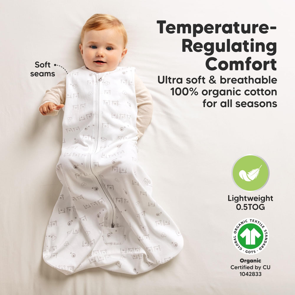 KeaBabies sleep sack with wide armholes for unrestricted movement