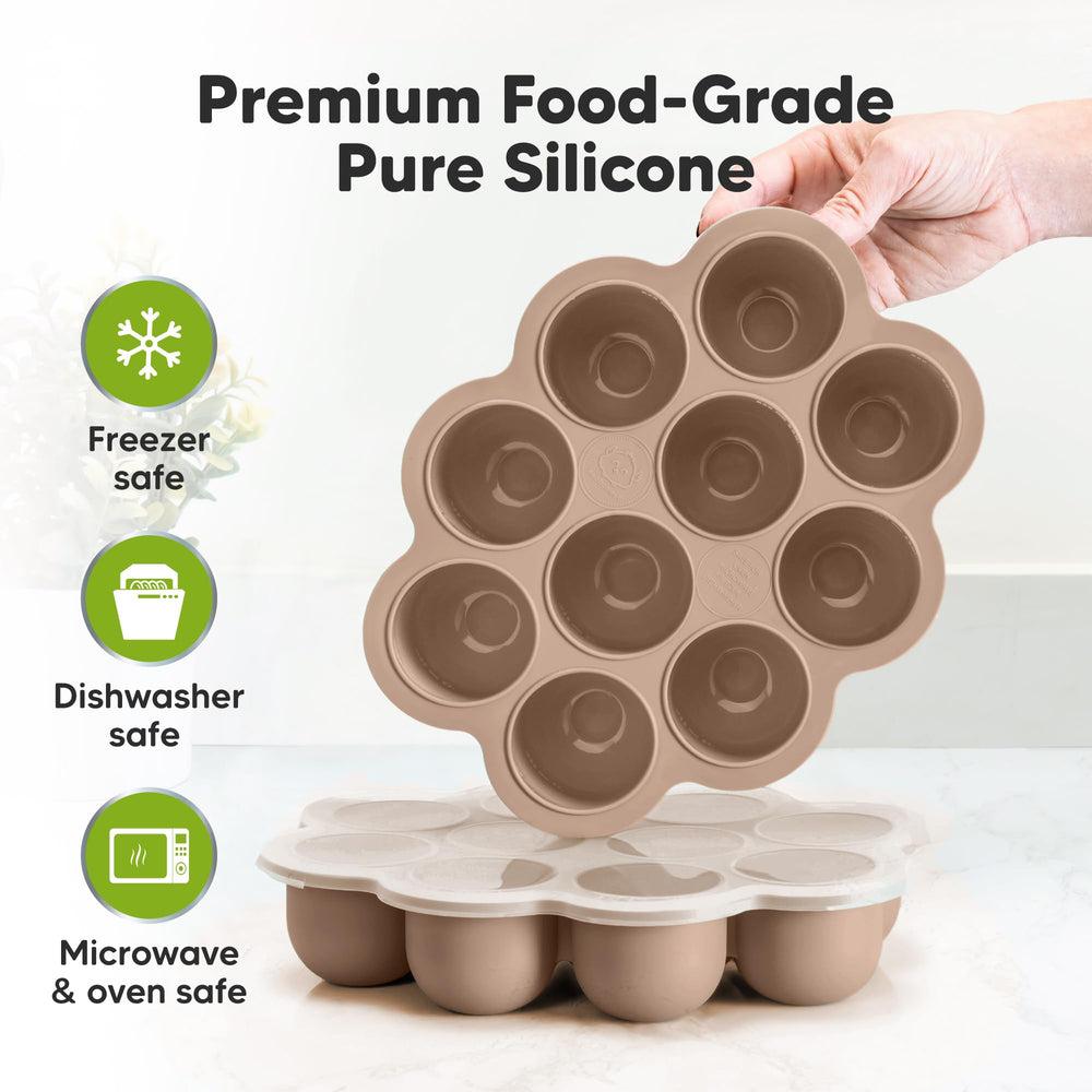 KeaBabies wide-base freezer tray prevents spills during prep and transfer