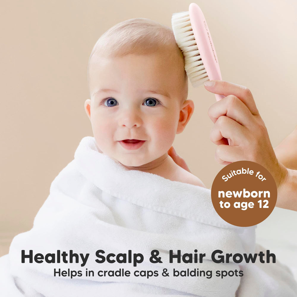 KeaBabies wooden brush set in gift box for newborn grooming