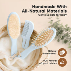 KeaBabies wooden hair brush set packaged for gifting.