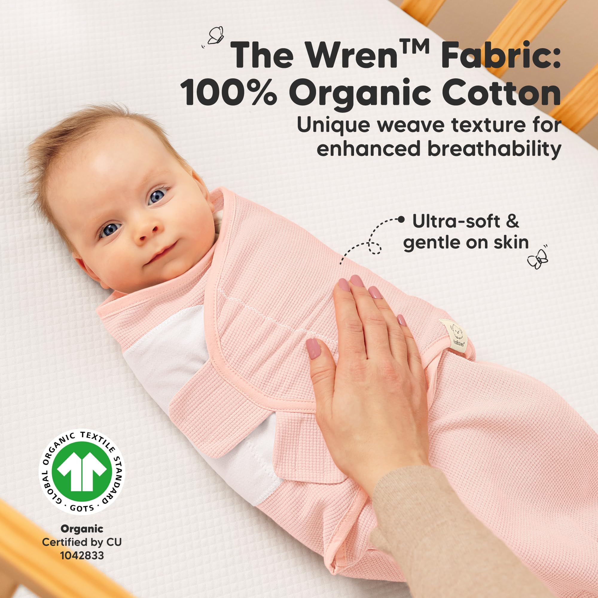 Close-up of waffle-knit fabric on KeaBabies Swaddle Sack emphasizes breathability