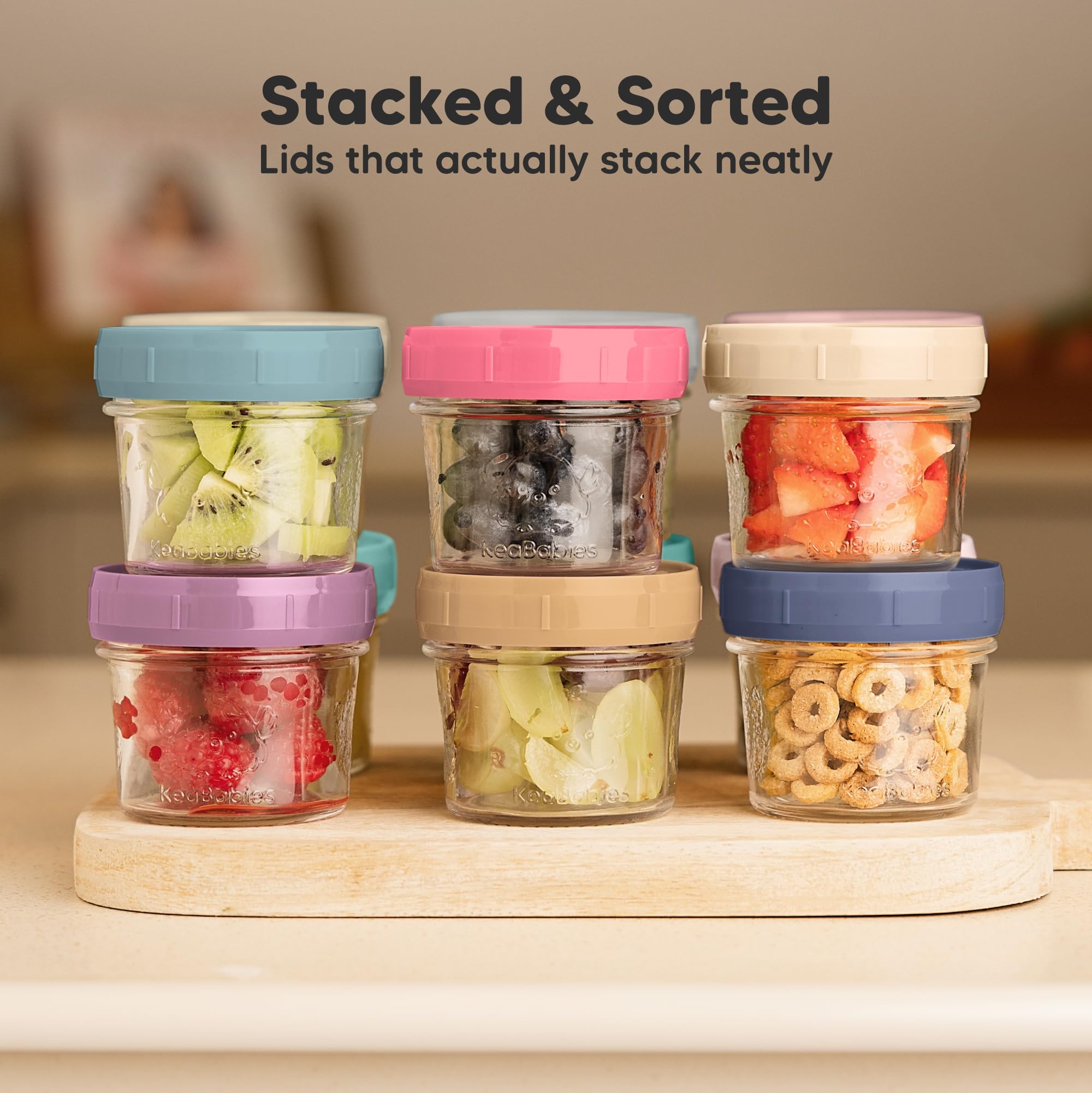 KeaBabies jars with measurement markings for portion control