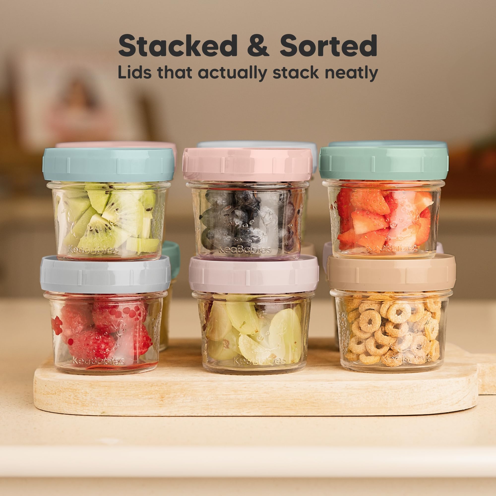 KeaBabies writeable lids help label portions for easy feeding.