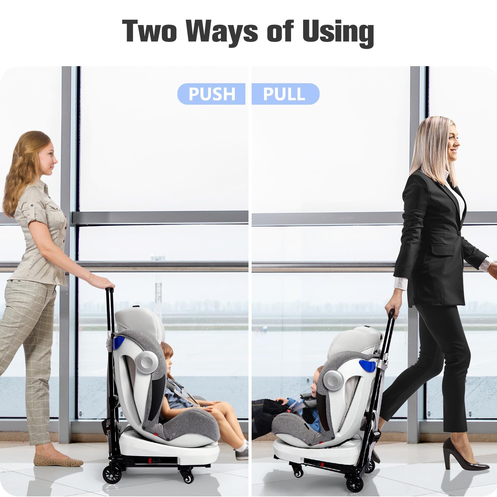 KEDSUM folded dolly fits under airplane seat for easy storage.