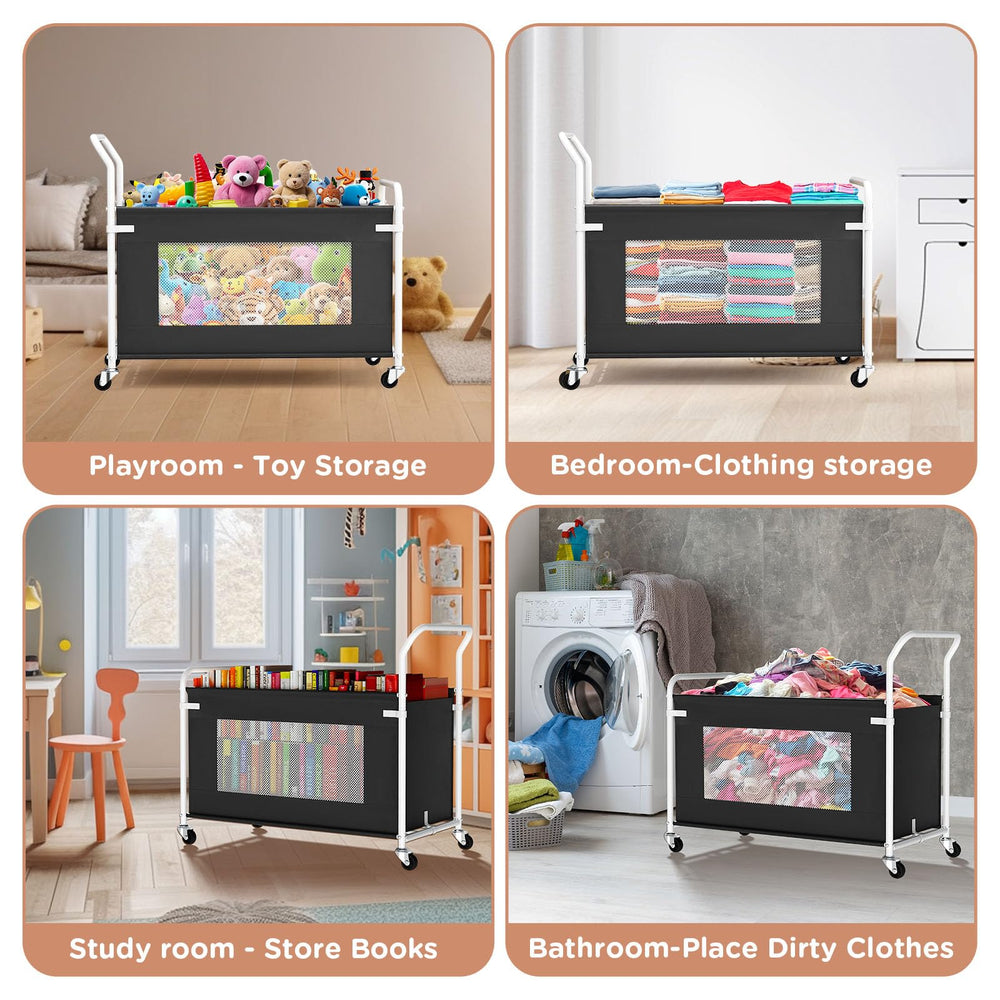 Keegh black toy box complements modern home décor.