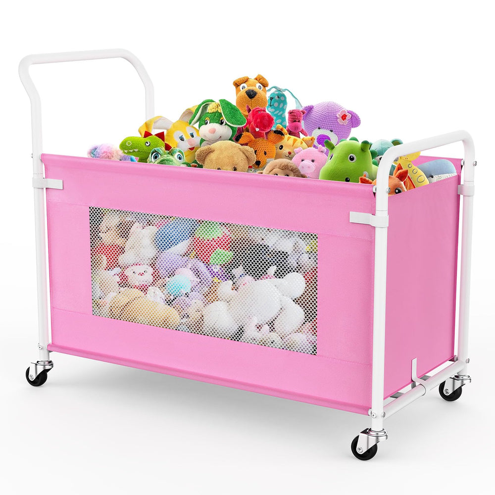KEEGH pink extra-large toy box front view showing spacious storage.