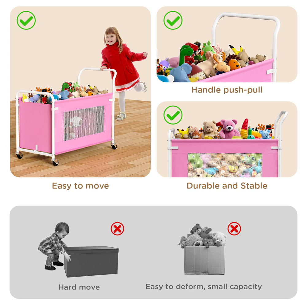 KEEGH pink toy box lid open for quick access and tidying.