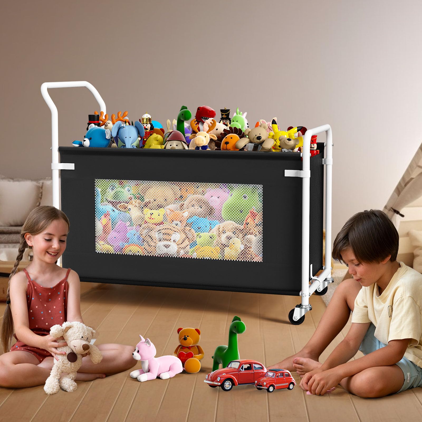 Keegh toy chest with a heavy-duty iron frame stays sturdy even when full.
