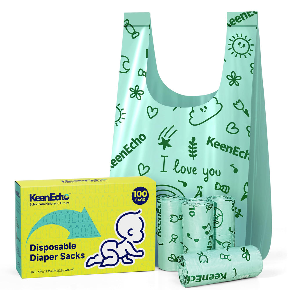 KeenEcho disposable diaper bags with handles enable quick hands-free disposal.