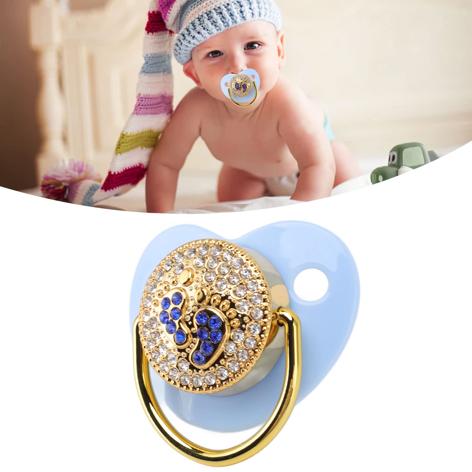 Keenso baby pacifier blue curved guard ensures a comfortable fit.