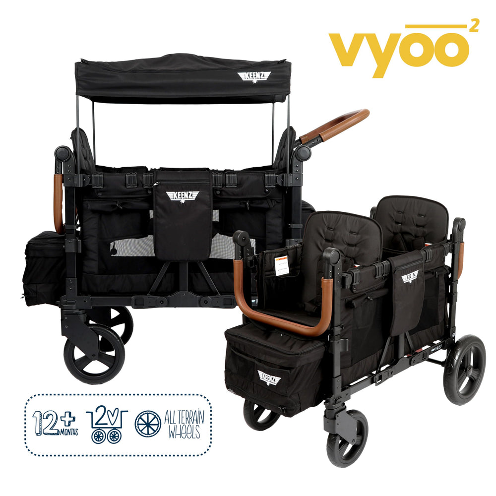 Keenz VYOO canopy up, shielding kids during outdoor adventures
