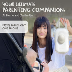 Easy-pull wipes feature seen in Keepigo dispenser for stress-free diaper changes on the move.