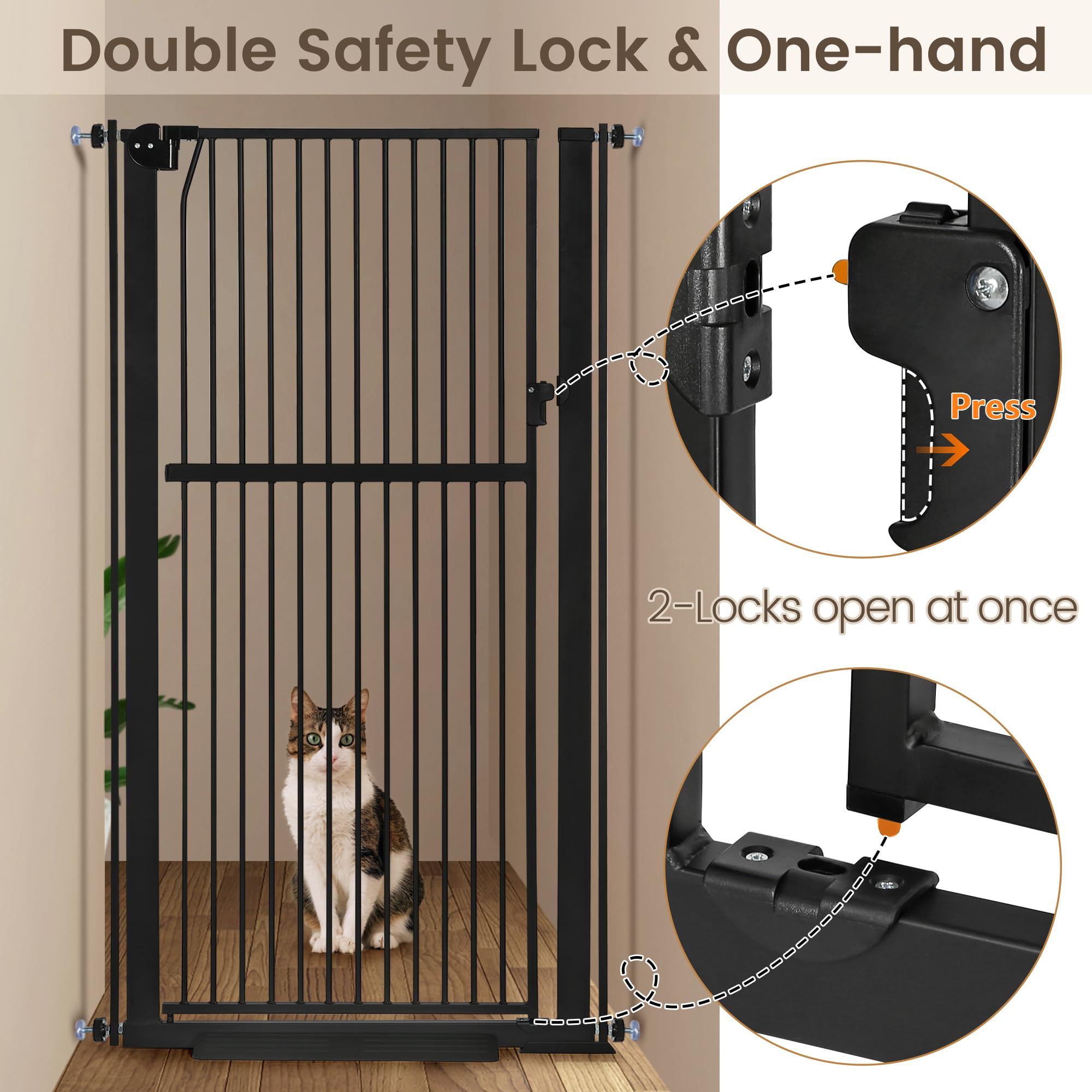 Keeric gate with walk-through door for convenient access while pets stay contained.