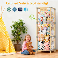 Keeswin elastic cords secure plushies for clutter-free storage.
