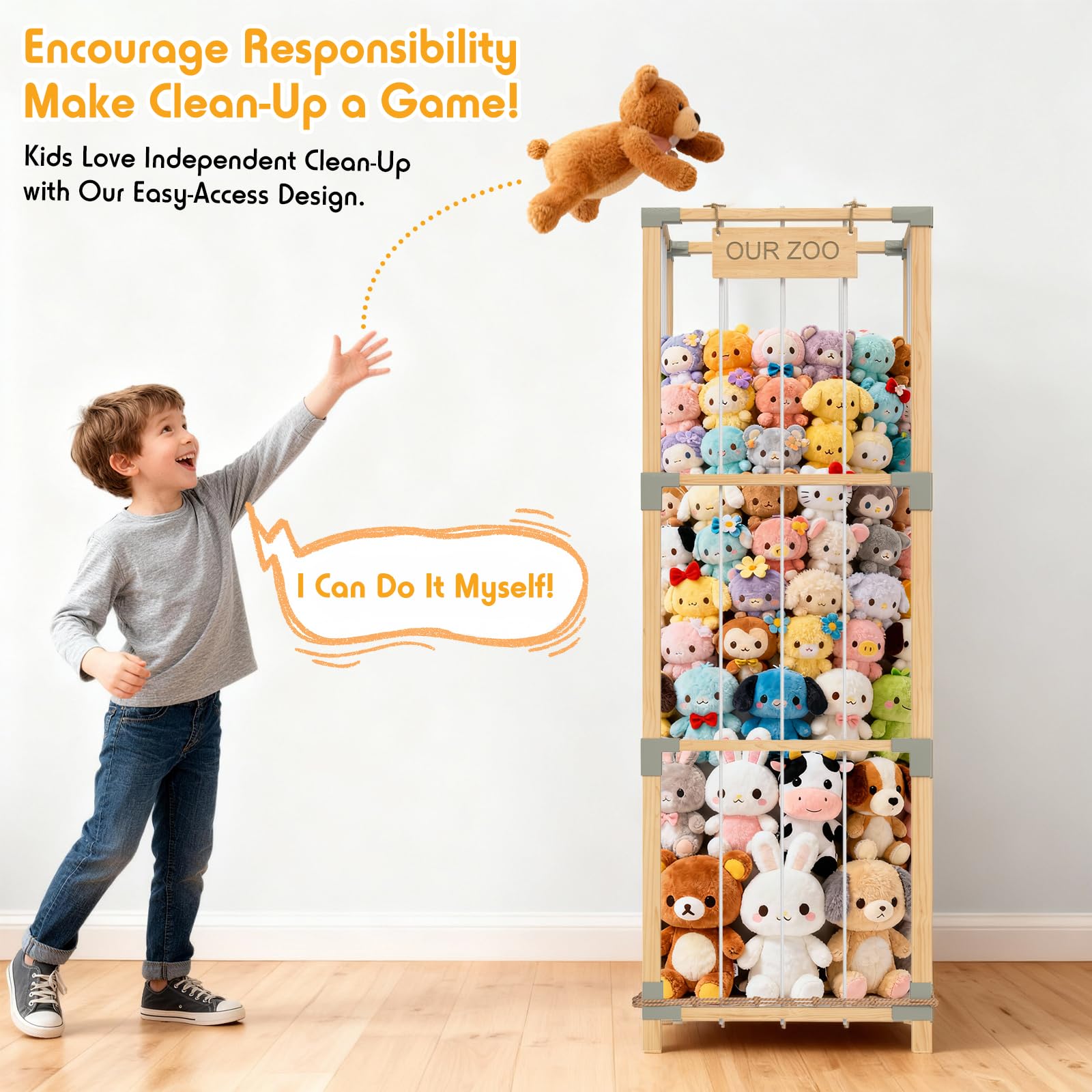 Keeswin space-saving toy storage ideal for small nurseries and playrooms.