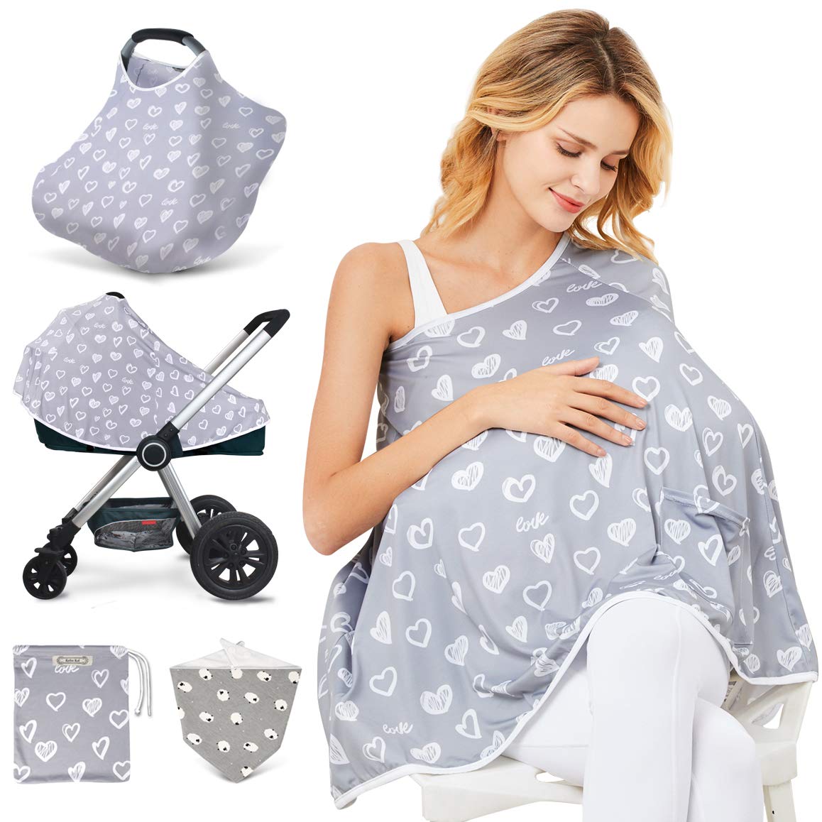 Kefee Kol baby nursing cover poncho showing full privacy during feeds in public