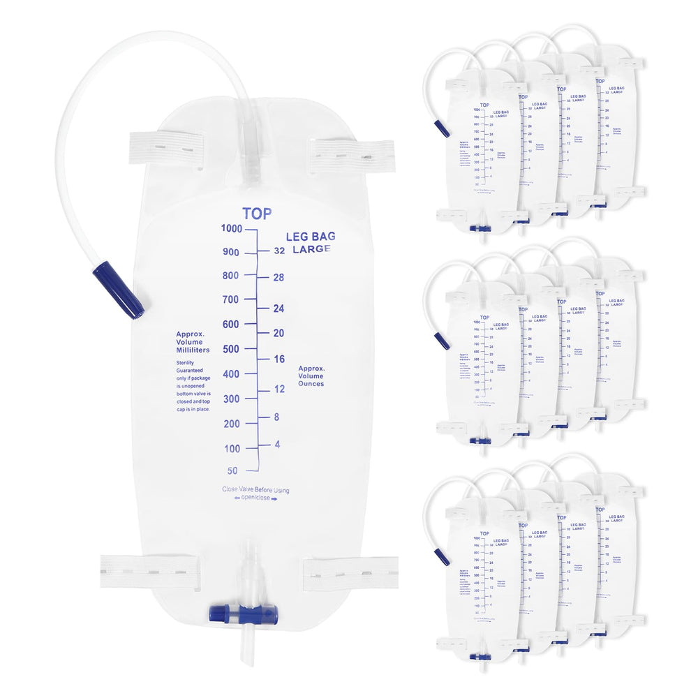 Keggaen 12-pack catheter bags with 1000 ml capacity for daily wear and travel