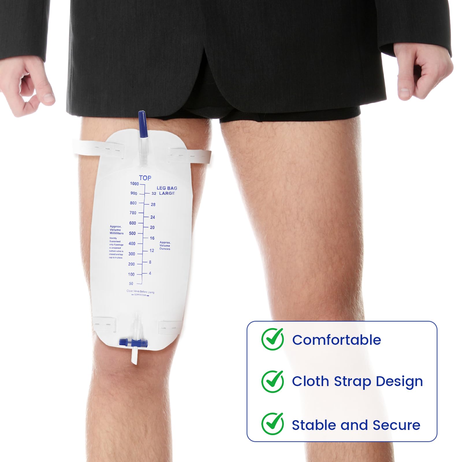 Keggaen large-capacity urine bag showing scale markings for monitoring output