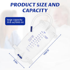 Keggaen nephrostomy bag with anti-reflux valve for controlled drainage.