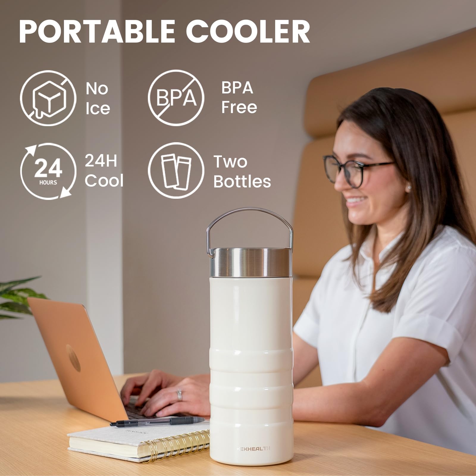 KEKHEALTH leak-proof cap ensures secure transport in bags and totes.