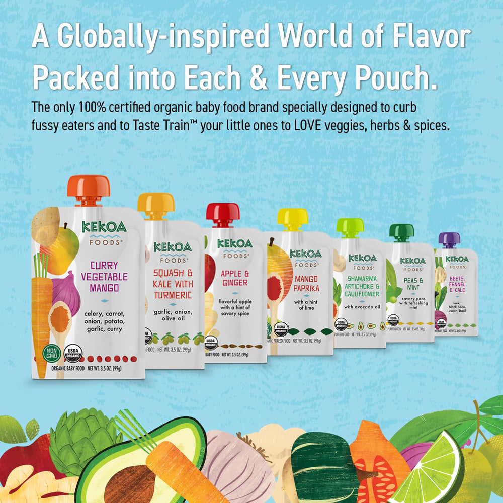Kekoa Foods curry spice blend detail—mild, pepper-free flavor for little eaters.