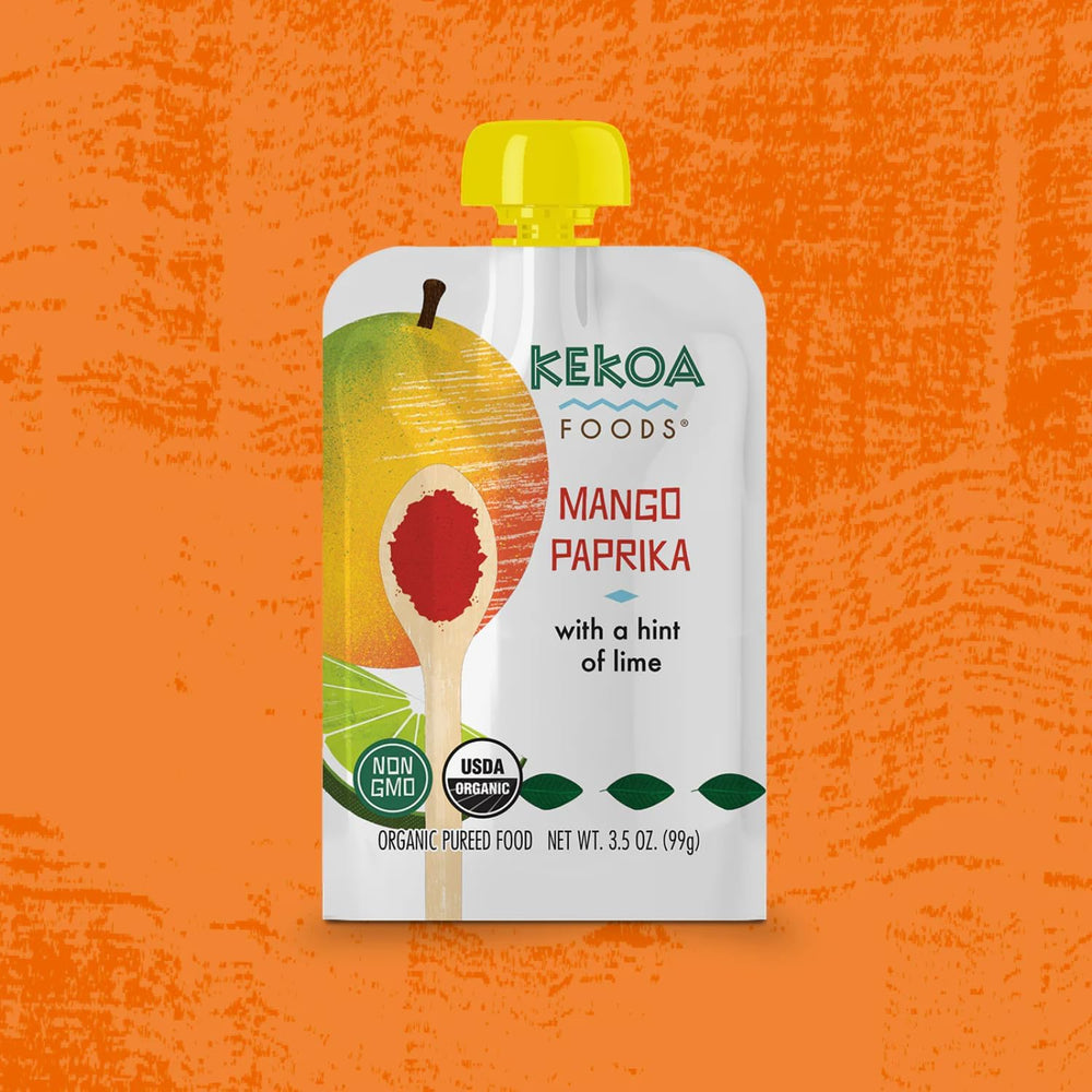 Kekoa Foods Squash & Kale with Turmeric puree blends colorful produce and gentle spice notes.