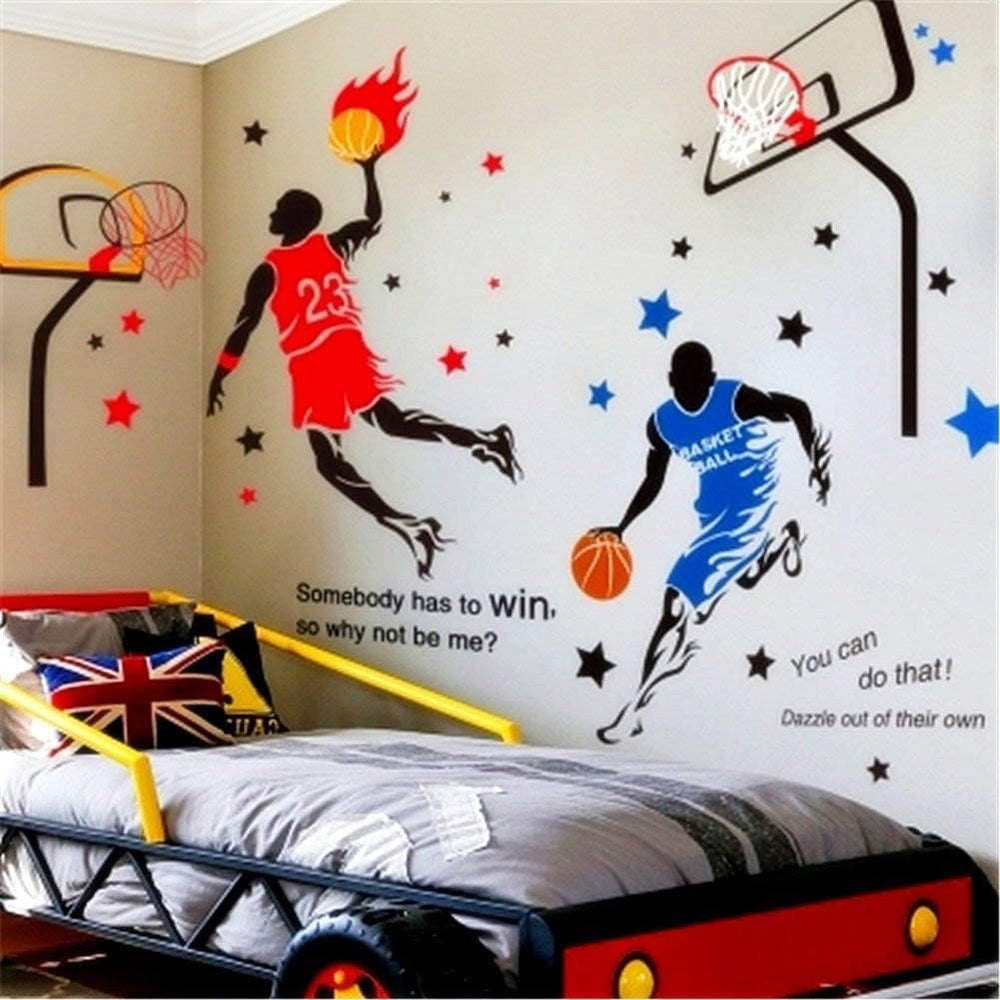 KeLay Fs basketball player wall sticker enhances boys room decor and motivation.