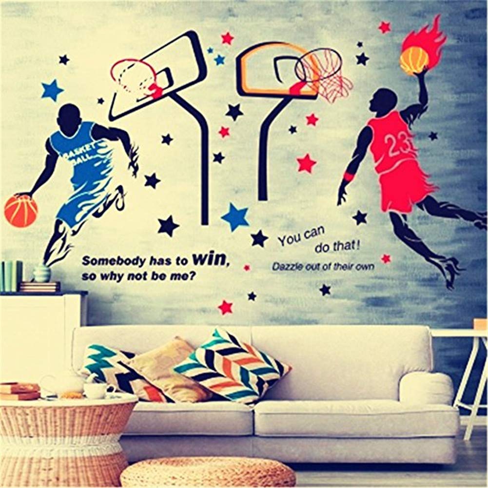 KeLay Fs colorful basketball wall decals spark imagination in kids' rooms.