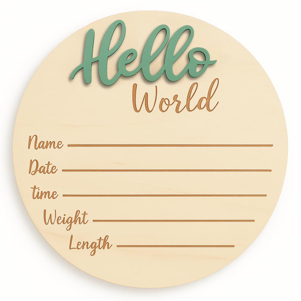Kemina baby announcement sign in green, ideal for hospital photos and keepsakes.