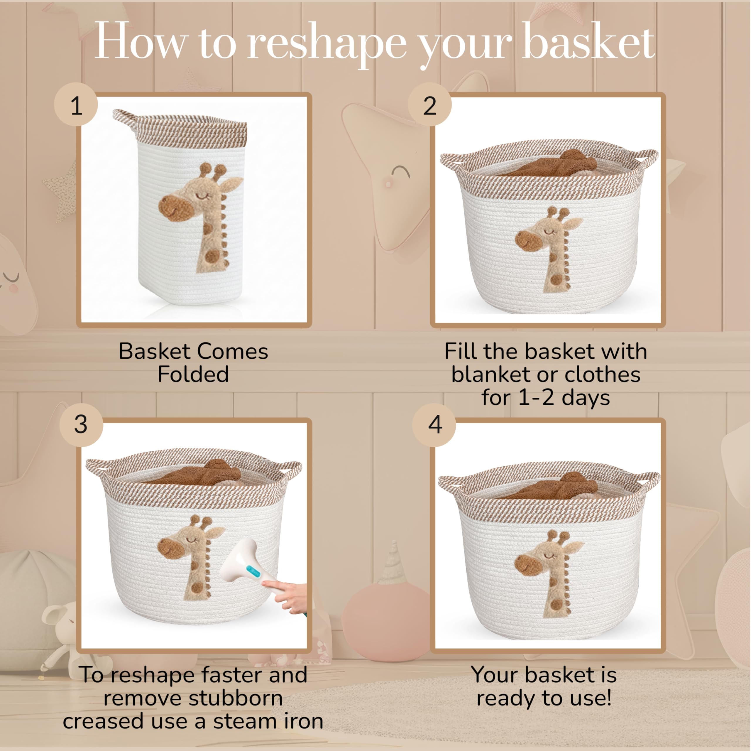 KEMINA BLANKETS bin ships flat and reshapes for quick setup