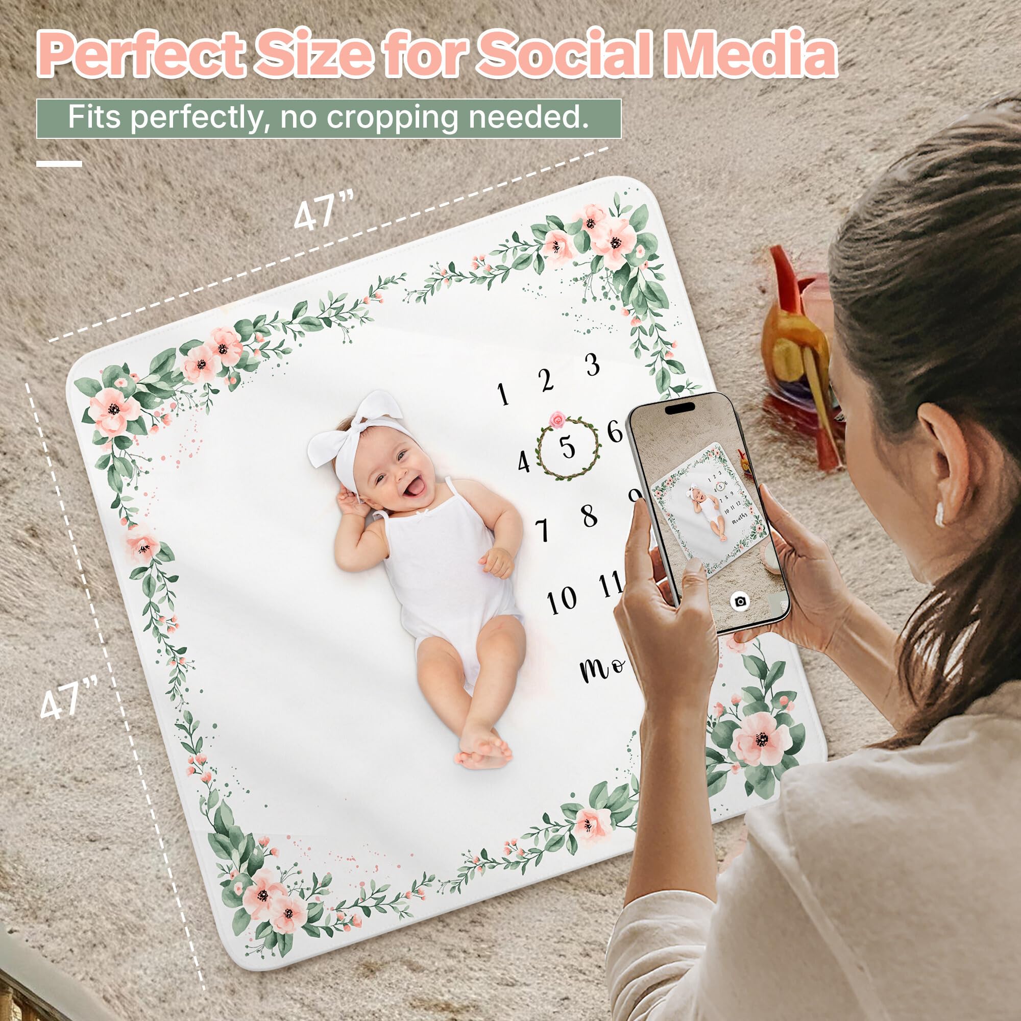 Kemina blanket gender-neutral design complements nursery decor during milestones.