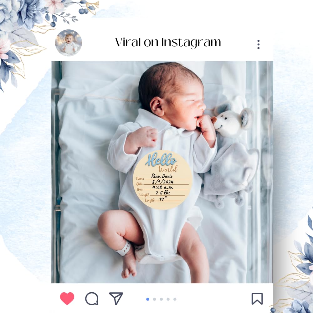 KEMINA BLANKETS birth-stat plaque blue with space for name and stats