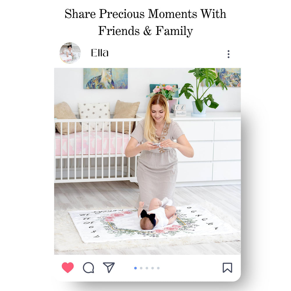 KEMINA BLANKETS floral hexagon frame highlighting growth milestones in share-worthy snaps
