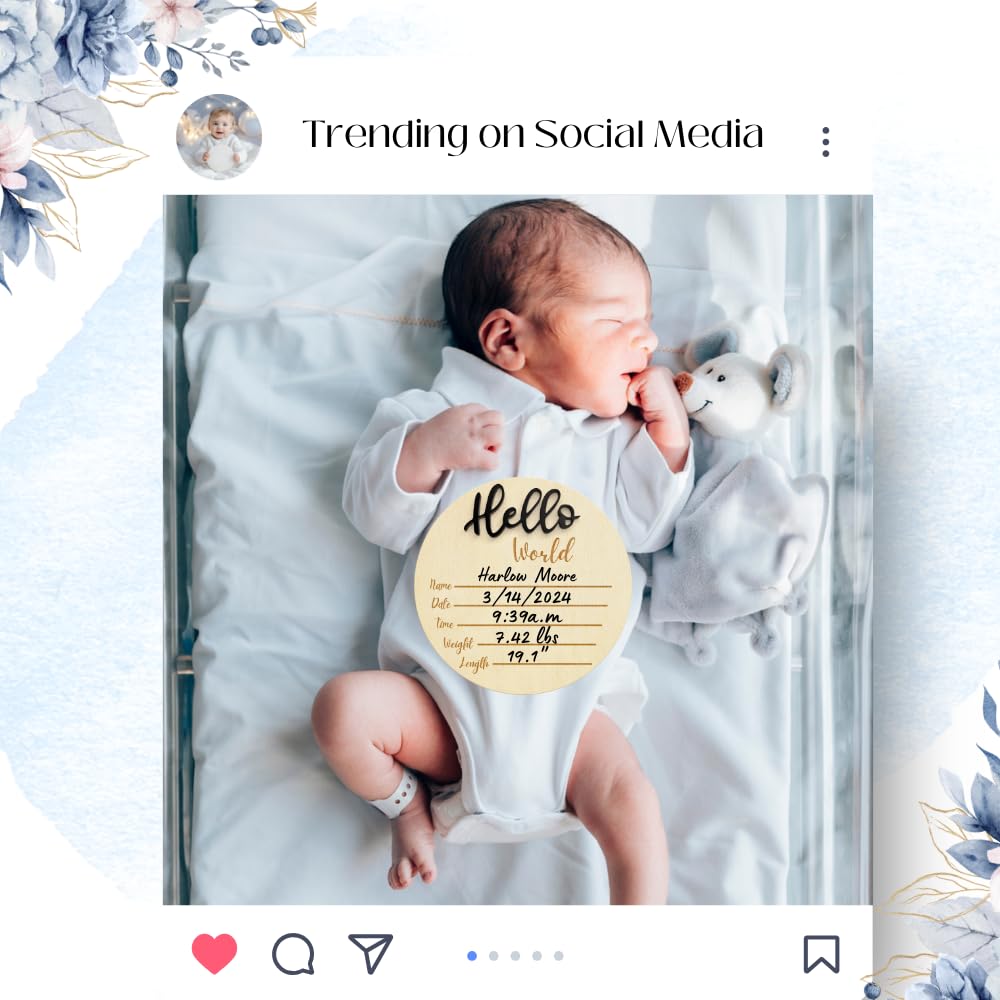 KEMINA BLANKETS newborn announcement sign for social posts.
