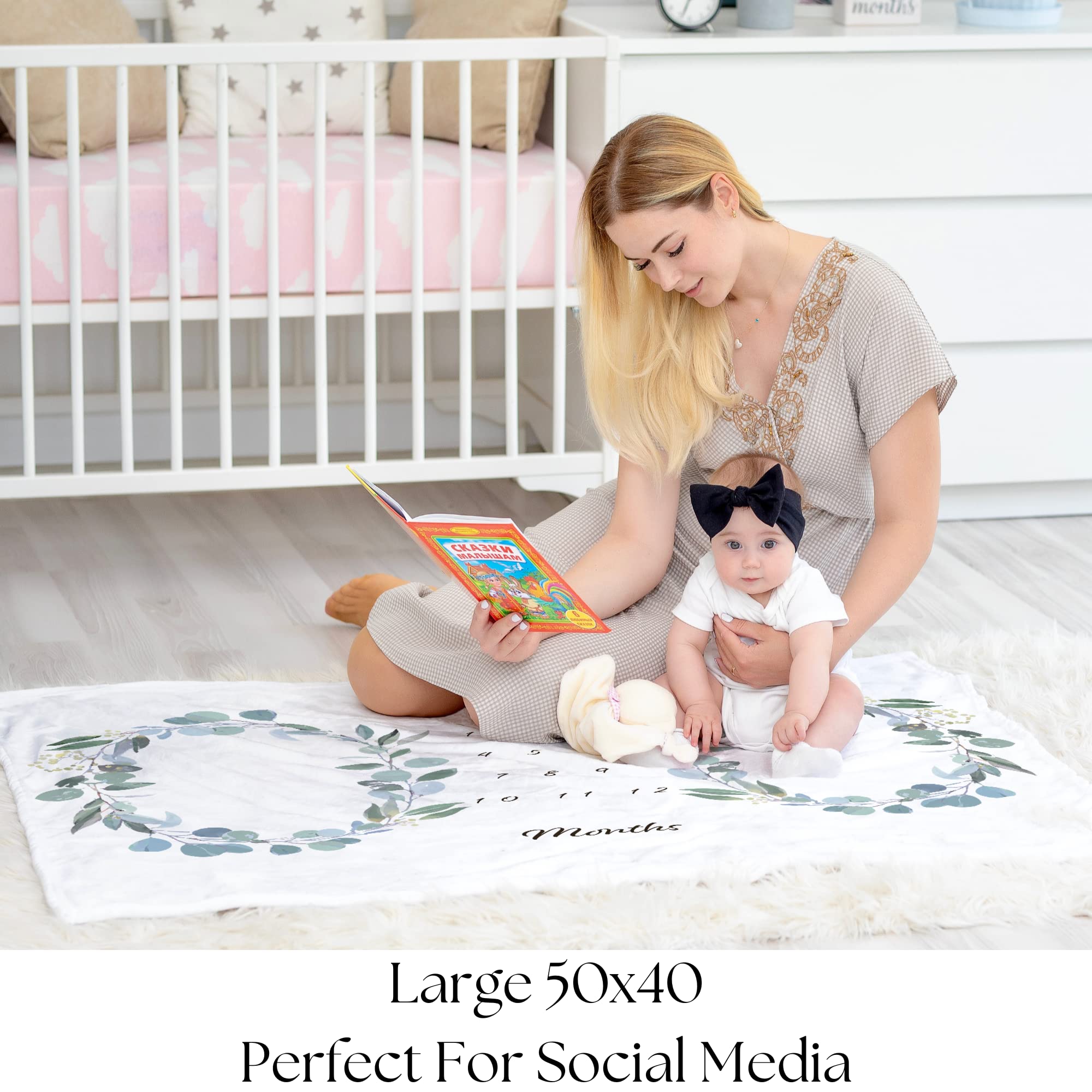 Gender-neutral twin milestone blanket from KEMINA BLANKETS, a thoughtful baby shower gift.