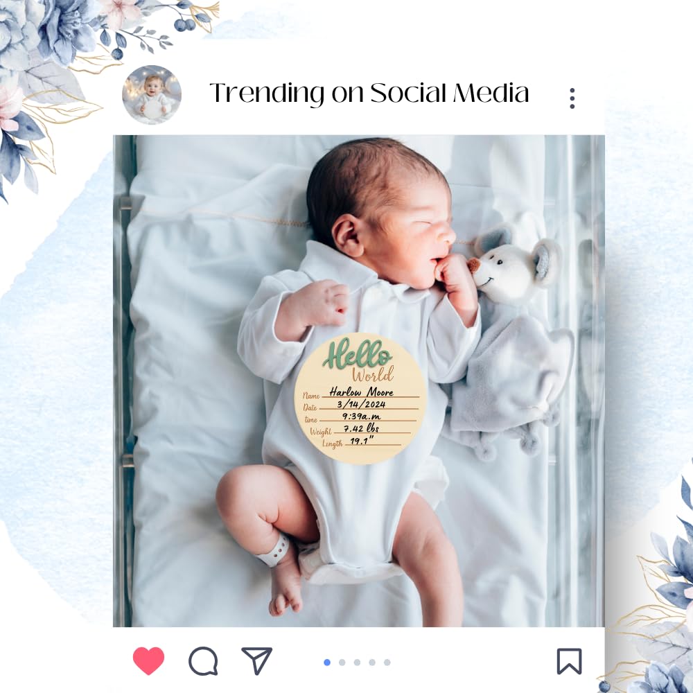 Kemina hospital photo prop sign in green, enhances nursery pictures.