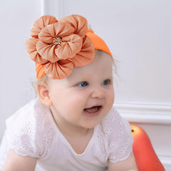 Kenjudess salmon-pink nylon flower headband with flower accent for events