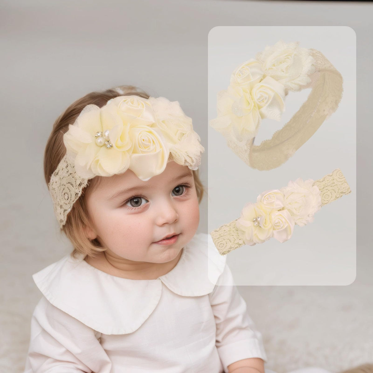Kenjudess rose flower headband for baby girls adds timeless charm in photos