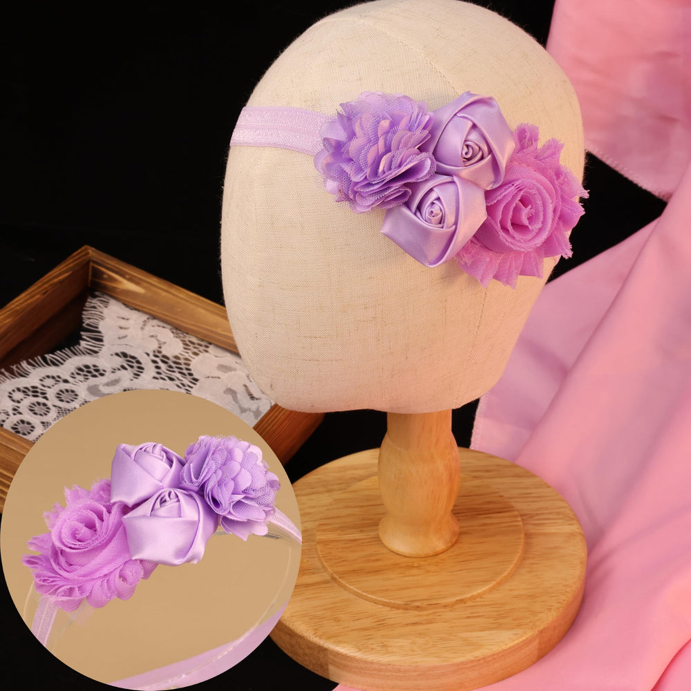 Kenjudess beaded fabric flower headband offers subtle sparkle for special occasions.