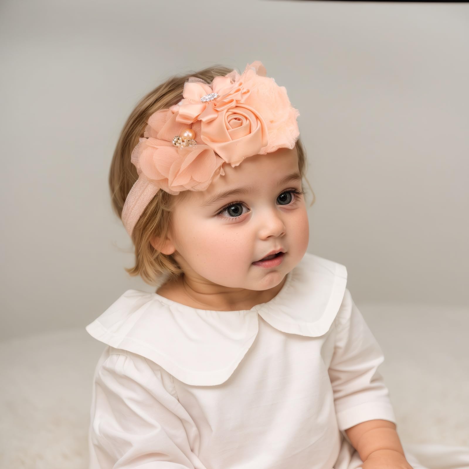 Kenjudess beaded fabric flowers headband adds elegant texture and shine.