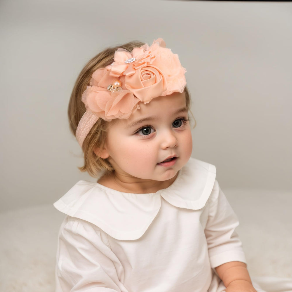 Kenjudess beaded fabric flowers headband adds elegant texture and shine.