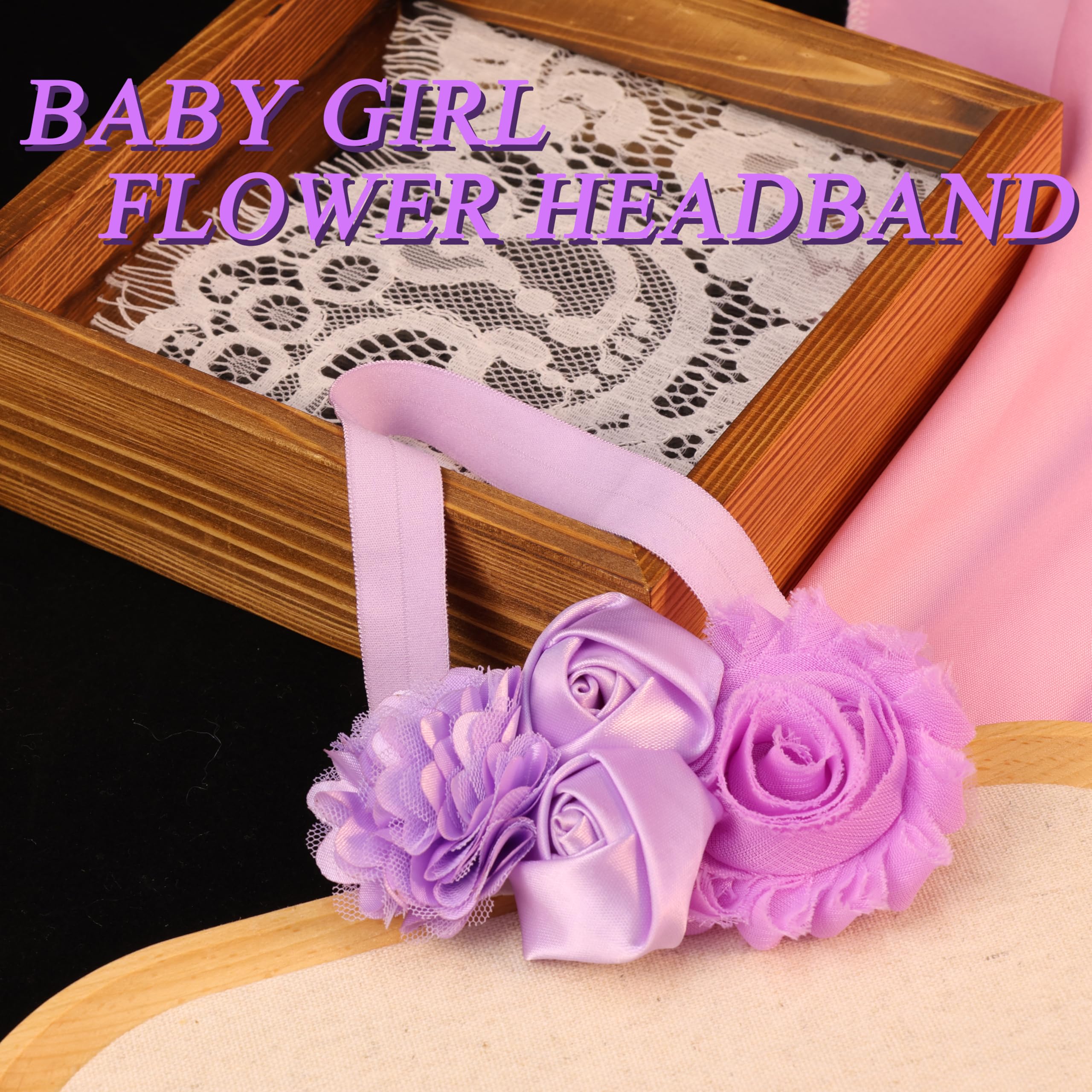 Kenjudess chiffon rose detail headband provides soft, stylish accessory for newborns and toddlers.
