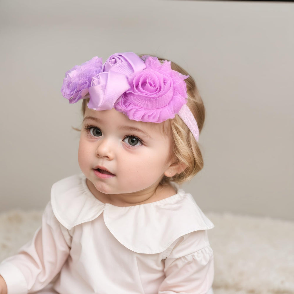 Kenjudess daisy fabric flower headband adds delicate detail to baby outfits.