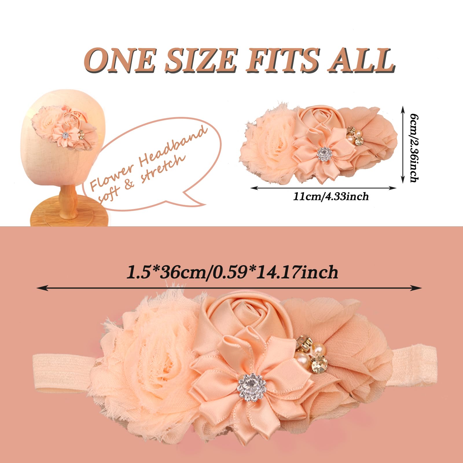 Kenjudess soft stretch nylon headband grows comfortably with newborns to toddlers.