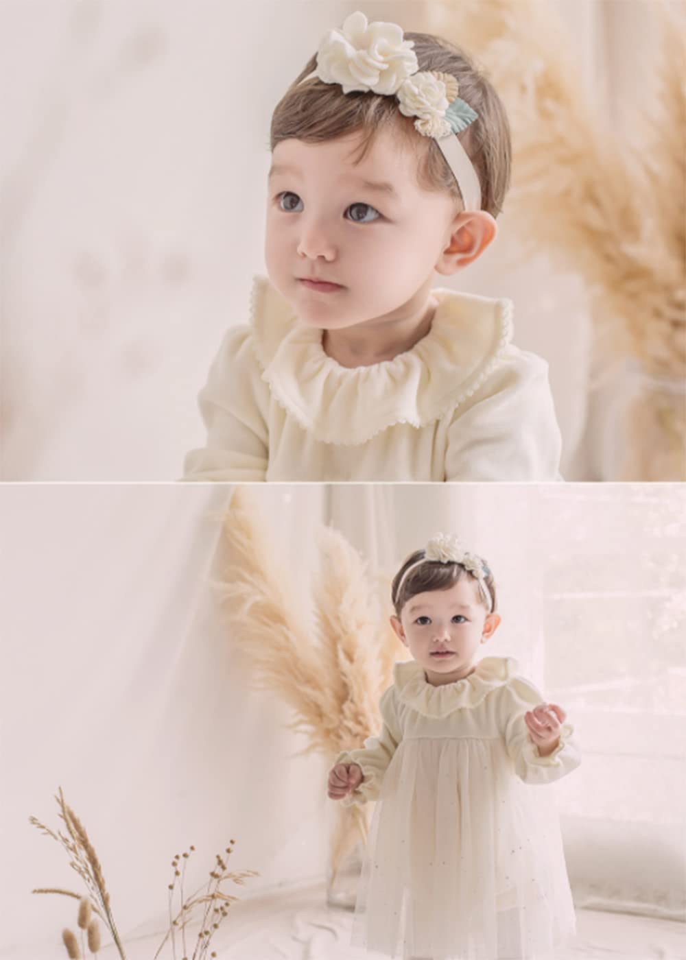 Kenjudess white lace headband used as a photo prop for babies